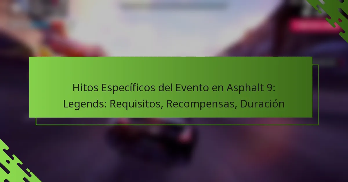 Hitos Específicos del Evento en Asphalt 9: Legends: Requisitos, Recompensas, Duración
