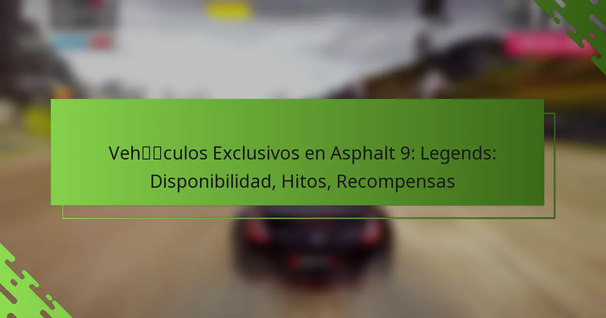 Vehículos Exclusivos en Asphalt 9: Legends: Disponibilidad, Hitos, Recompensas
